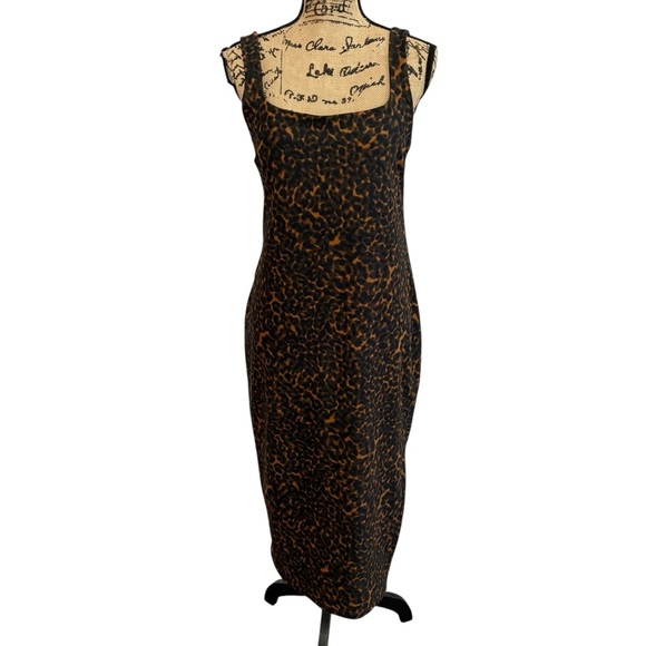 Beyond Yoga Softmark Icon Midi Dress Animal Print Black Brown Size XL - Picture 1 of 9